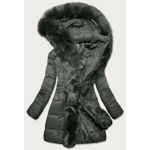 Prošívaná dámská zimní bunda v khaki barvě s kapucí (AURA) khaki S (36)