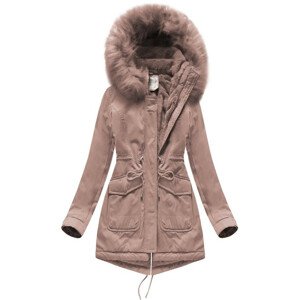 Dámská zimní bunda "parka" ve starorůžové barvě s kapucí (7617BIG) růžová 52