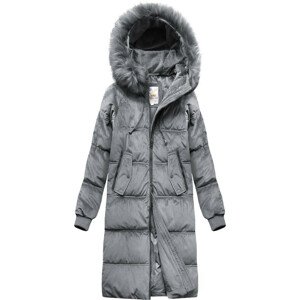 Šedá dámská manšestrová zimní bunda s kapucí (7763) šedá XS (34)