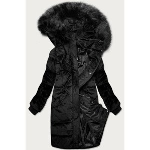 Černá dámská manšestrová zimní bunda s kapucí (7764) černá L (40)