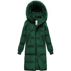 Tmavě zelená dámská manšestrová zimní bunda s kapucí (7763) zielony XS (34)