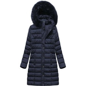 Tmavě modrá dámská zimní prošívaná bunda s kapucí (7793PLUS) 56