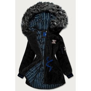 Delší černá dámská zimní bunda s kapucí (M8-757) černá S (36)