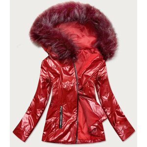 Lehká červená dámská metalická zimní bunda (721ART) Červená XXL (44)