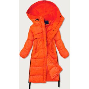 Neonově oranžová dlouhá zimní bunda z různých spojených materiálů (JIN-210) oranžová XL (42)