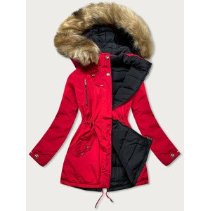 Červeno-černá oboustranná dámská zimní bunda (W557-1BIG) červená 46