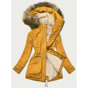 Žluto-béžová teplá dámská zimní bunda (W559) žlutá L (40)