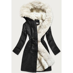 Černo-ecru dámská bavlněná zimni bunda "parka" (FM2103-B11) černá S (36)
