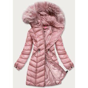 Růžová prošívaná dámská bunda s kapucí (8916-R) růžová XXL (44)