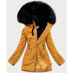 Žlutá dámská zimní bunda s kapucí (8951-C) žlutá S (36)
