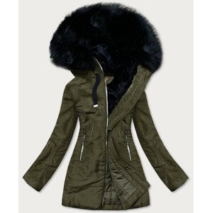 Dámská zimní bunda v khaki barvě s kapucí (8951-G) khaki S (36)