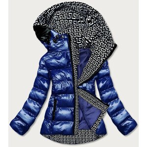 Světle modrá metalická dámská bunda s kapucí (XW808X) Modrá S (36)