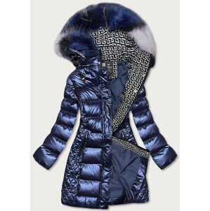 Tmavě modrá lesklá dámská zimní bunda (W823) XXL (44)