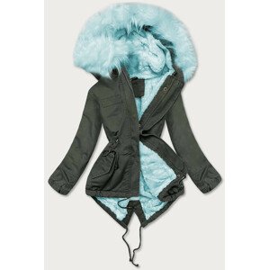 Khaki-světle modrá dámská zimní bunda "parka" (D-191-3#) khaki L (40)