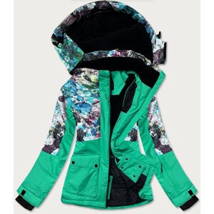 Zelená dámská zimní bunda se sněhovým pásem (B2390) S (36)