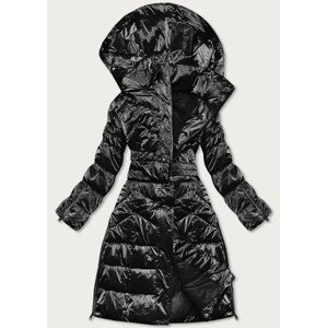 Dlouhá černá lesklá dámská zimní bunda (775) černá S (36)