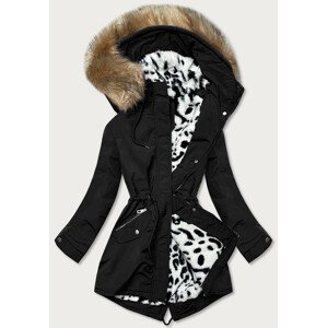 Černá dámská zimní bunda "parka" s kožešinou (CAN-578BIG) černá 46