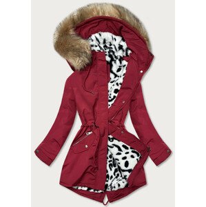 Červená dámská zimní bunda "parka" s kožešinou (CAN-578BIG) Červená 46