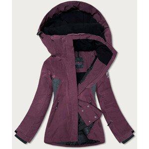 Dámská zimní bunda v burgundské barvě se sněžným pásem (B2376) fialová XXL (44)
