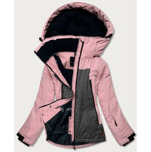 Růžovo-grafitová dámská lyžařská bunda (B2382) růžová L (40)