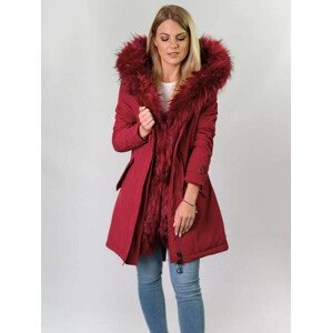 Hrubší dámská zimní bunda ve vínové bordó barvě s kapucí (CARMEN) M (38)