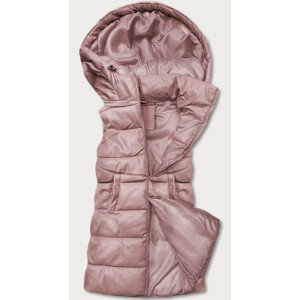 Teplá dámská vesta v pudrově růžové barvě z eko kůže (D-3231-59S) Růžová M (38)