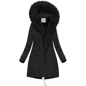 Hrubší černá dámská zimní bunda s kapucí (CARMEN) černá S (36)