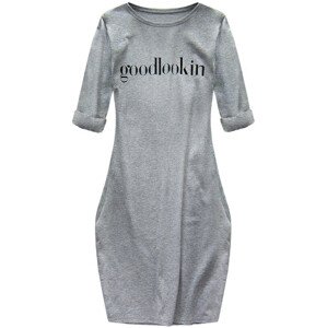 Šedé bavlněné oversize šaty (144ART) šedá