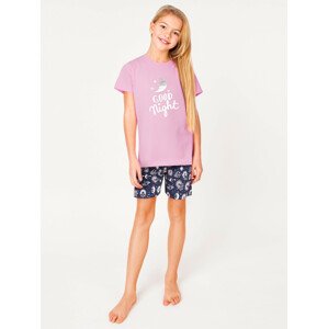 Yoclub Dívčí krátké bavlněné pyžamo PIA-0022G-A110 Vícebarevné 122-128