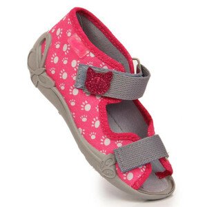 Pantofle na suchý zip s kočkou nazouvací Befado Jr BEF9C růžové 26