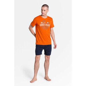 Led pyžamo 38867-22X Oranžová a tmavě modrá - Henderson XL