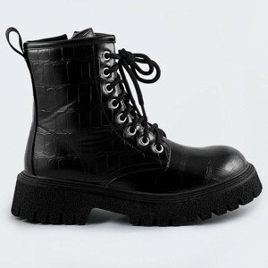 Černé dámské šněrovací boty "krokodýl" (A9897) černá L (40)