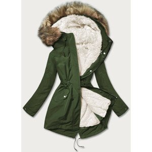Teplá khaki-ecru dámská zimní bunda (W629) ecru L (40)