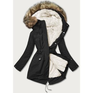 Černá/ecru teplá dámská zimní bunda (W629BIG) černá 50
