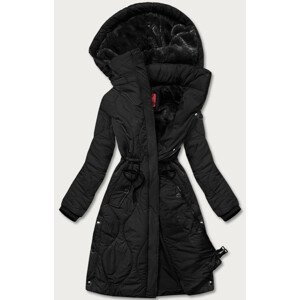 Černá dámská zimní bunda ke kolenům (M-21601) černá S (36)