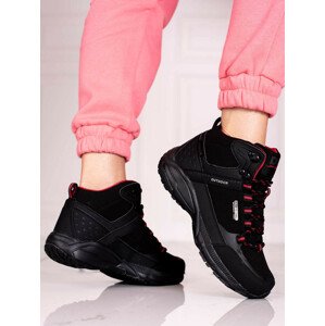 Módní dámské  trekingové boty černé bez podpatku  37