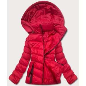 Červená dámská bunda s kapucí pro přechodné období (5M786-270) Červená S (36)