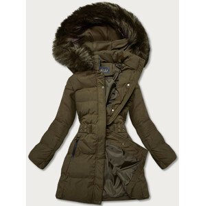 Dámská zimní bunda v army barvě s kapucí (16M9059-136) khaki S (36)