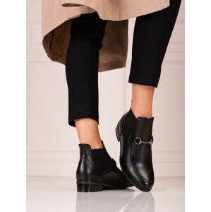 Exkluzívní  kotníčkové boty černé dámské na širokém podpatku  36