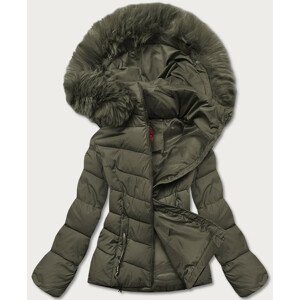 Krátká dámská zimní bunda v khaki barvě (TY043-29) khaki XL (42)