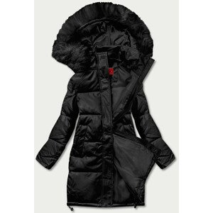 Černá dámská zimní bunda z ekologické kůže (TY038-1) černá XXL (44)