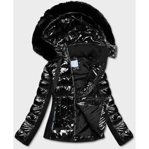 Krátká černá lesklá bunda pro přechodné období (DK100-1) černá L (40)