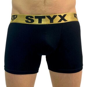 Pánské boxerky Styx / KTV long sportovní guma černé - zlatá guma (UTZ960) XL