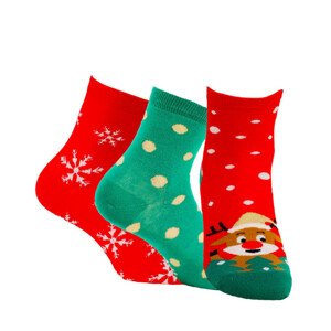 Dámské vzorované vánoční ponožky 3PP redgreen 36-38