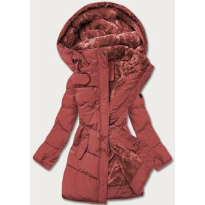 Prošívaná dámská zimní bunda v cihlové barvě (2M-963) Červená M (38)