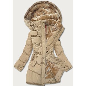 Prošívaná dámská zimní bunda v pískové barvě (2M-963) Béžová XXL (44)