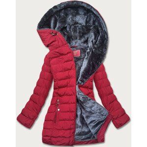 Červená dámská zimní bunda s kožešinovou podšívkou (M-13) Červená S (36)