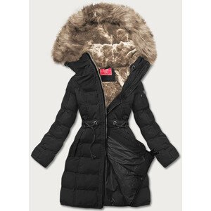 Černá dámská zimní bunda s kapucí (M-21603) černá XXL (44)