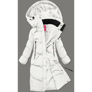 Dlouhá dámská zimní bunda v barvě ecru s kožešinou (2M-011) ecru S (36)