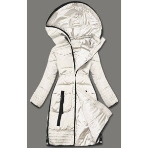 Vypasovaná dámská zimní bunda v ecru barvě (H-1071-11) ecru XL (42)